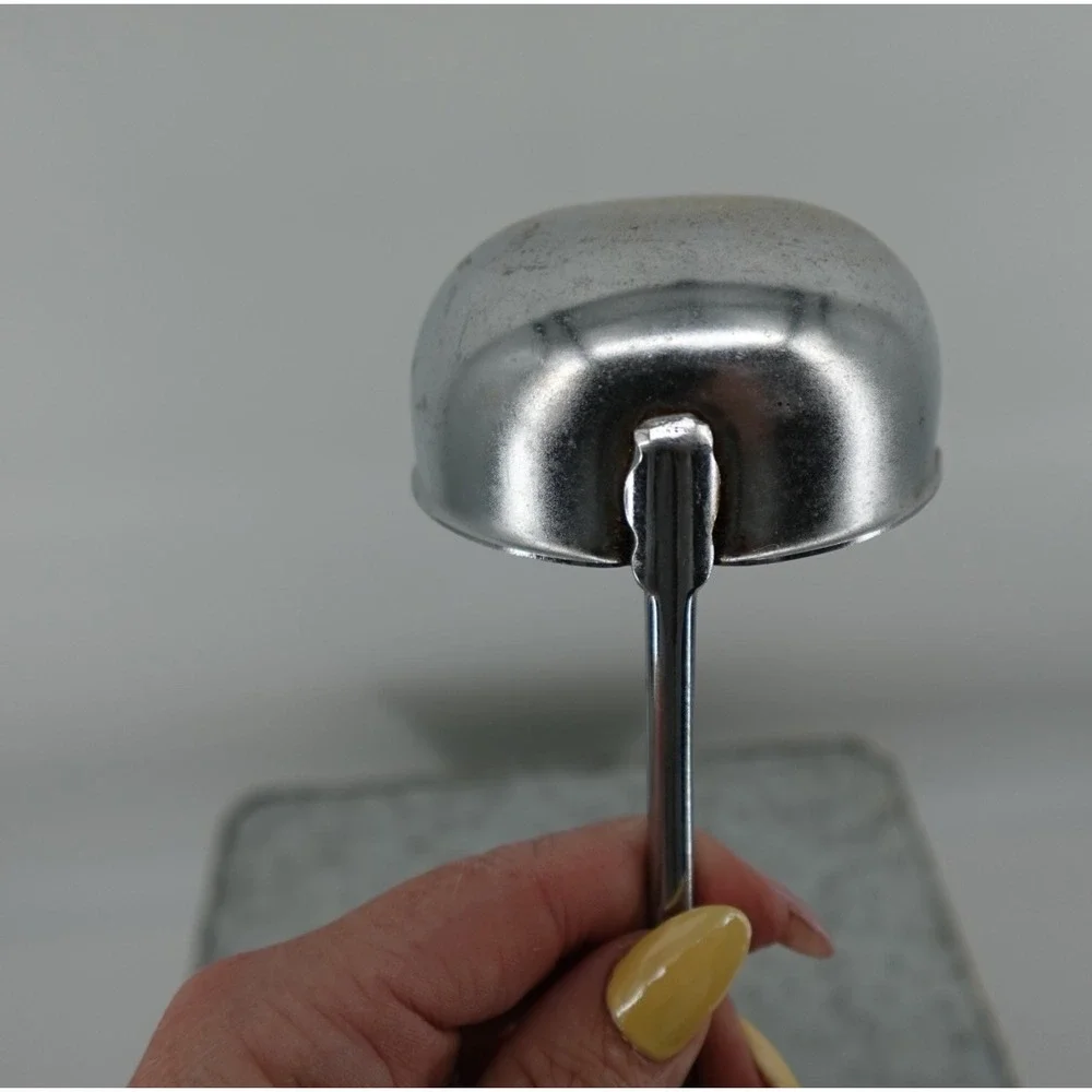Vintage EKCO Chromium Plated Soup Ladle Black Handle‎ Made in USA Pour Spout
